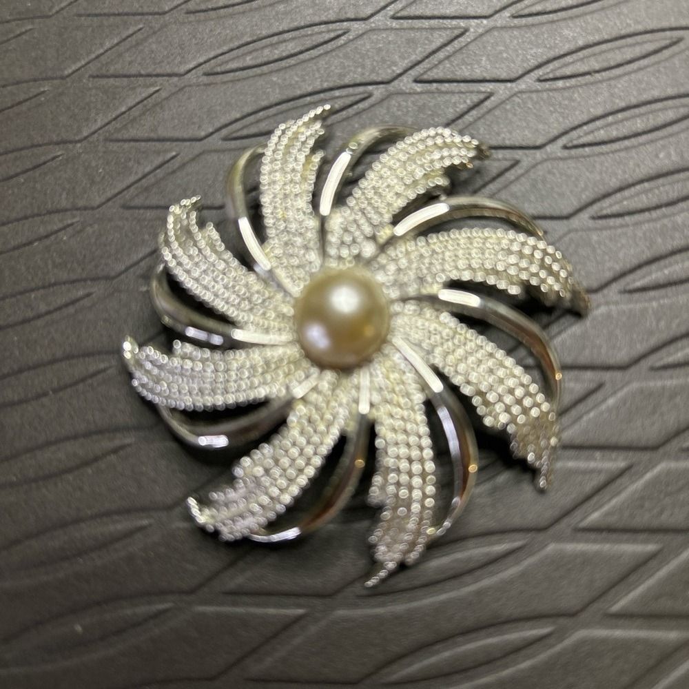 Elegant Silver and Pearl Brooch Sarah Coventry Vintage
